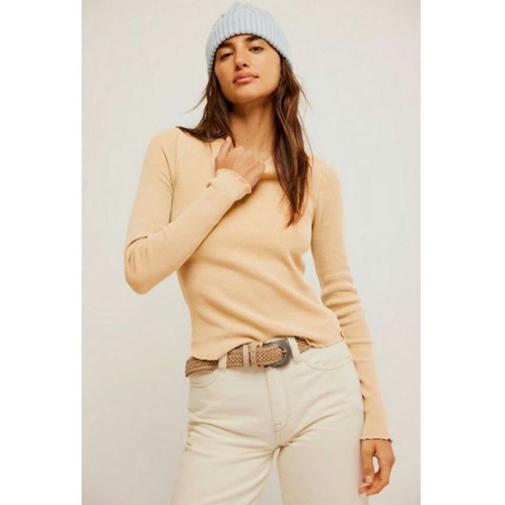 NWT Free People‎ Easy Does It Tee Long Sleeve thermal cuban sand